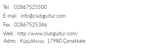 Club Hotel Gltur telefon numaralar, faks, e-mail, posta adresi ve iletiim bilgileri